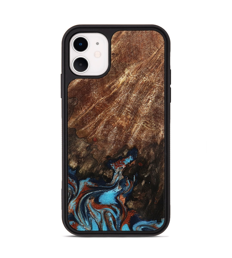 iPhone 11 Wood Phone Case - Ima (Teal & Gold, 799199)