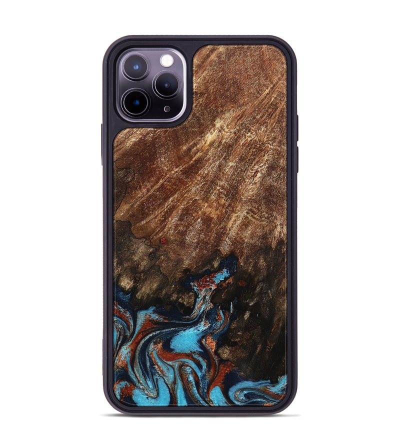 iPhone 11 Pro Max Wood Phone Case - Ima (Teal & Gold, 799199)