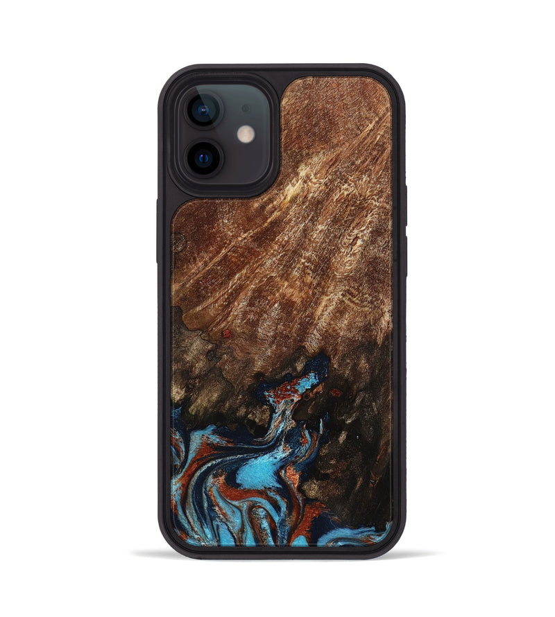 iPhone 12 Wood Phone Case - Ima (Teal & Gold, 799199)