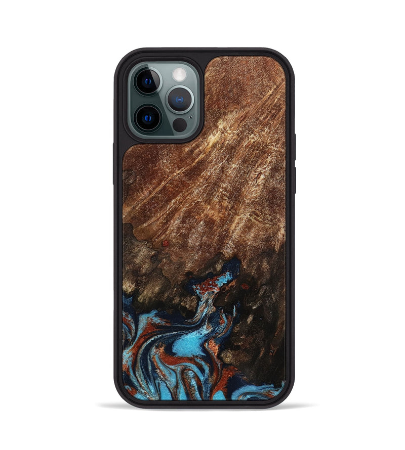 iPhone 12 Pro Wood Phone Case - Ima (Teal & Gold, 799199)
