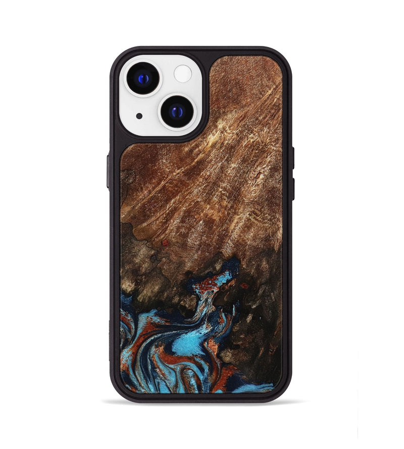 iPhone 13 Wood Phone Case - Ima (Teal & Gold, 799199)