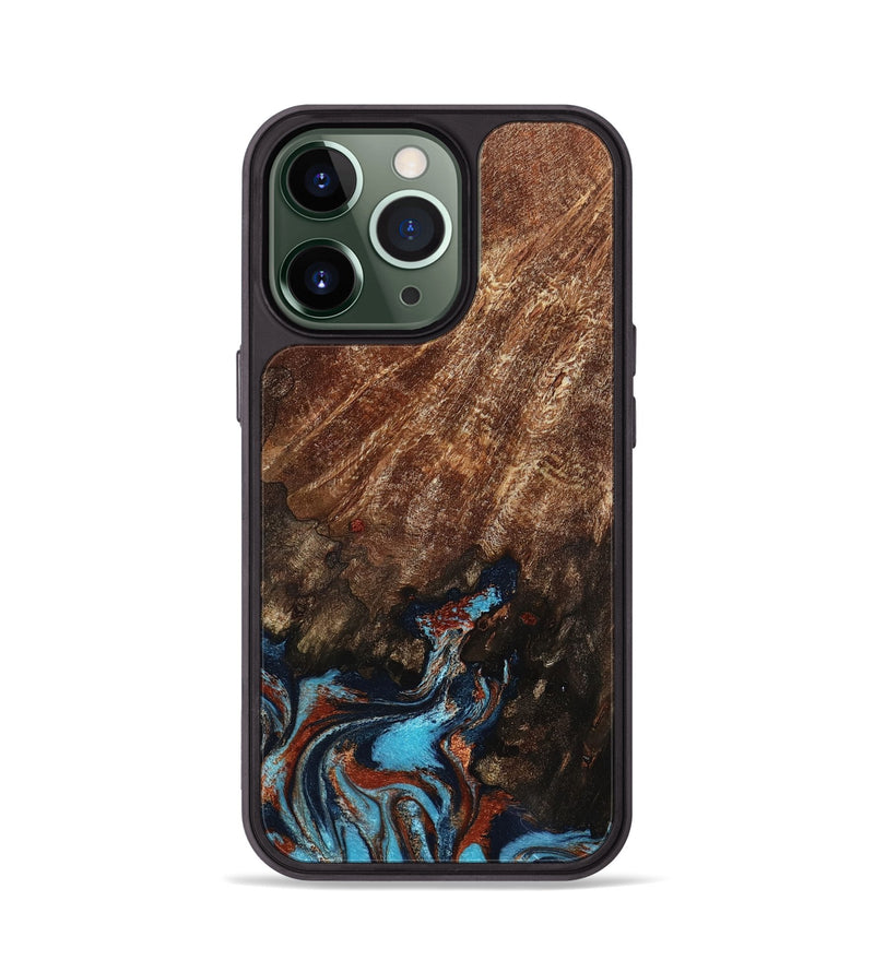iPhone 13 Pro Wood Phone Case - Ima (Teal & Gold, 799199)