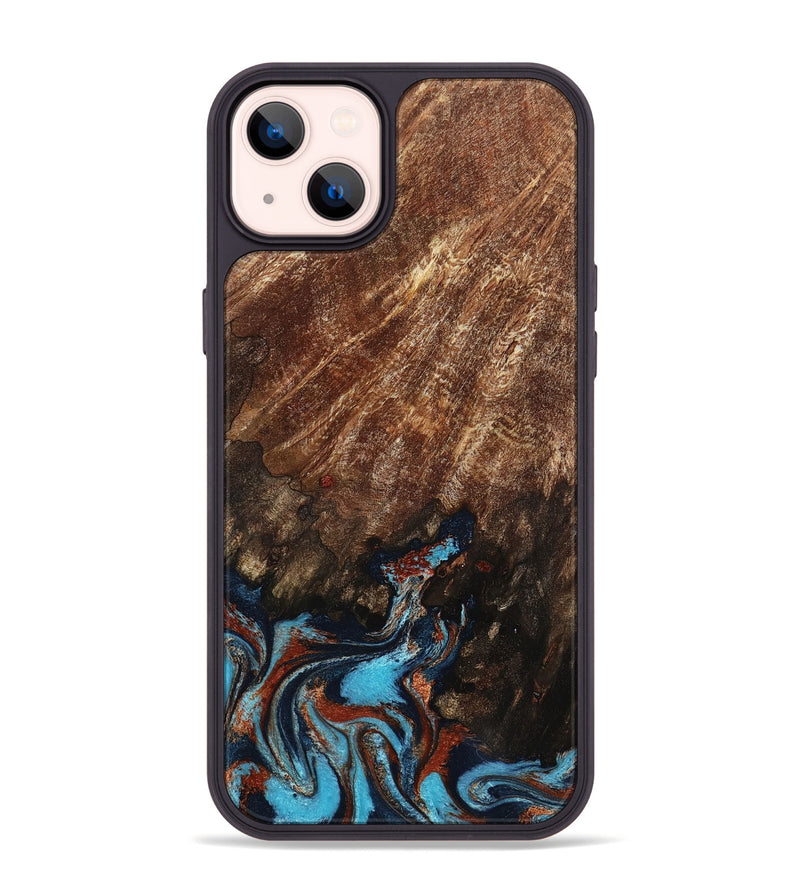 iPhone 14 Plus Wood Phone Case - Ima (Teal & Gold, 799199)