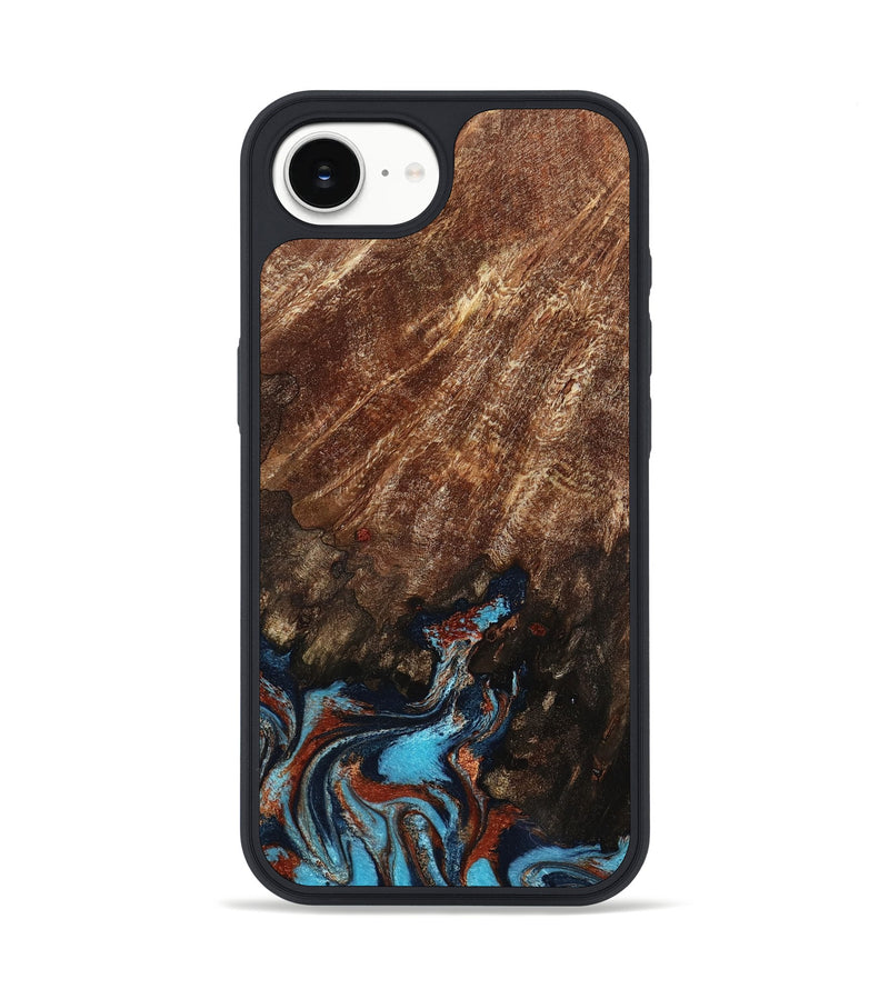 iPhone 16e Wood Phone Case - Ima (Teal & Gold, 799199)