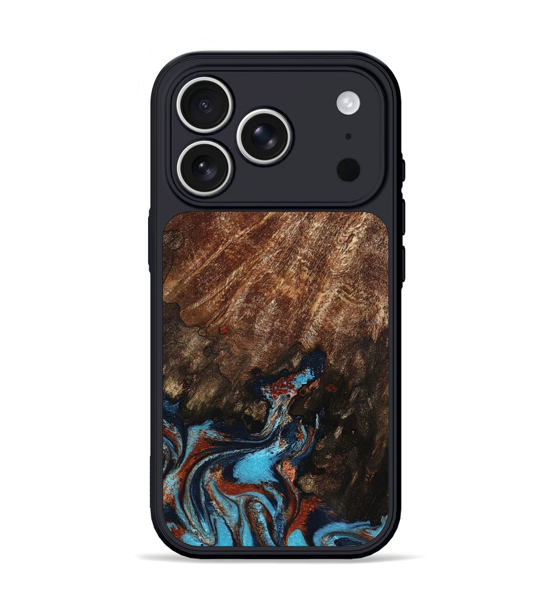 iPhone 17 Pro Wood Phone Case - Ima (Teal & Gold, 799199)