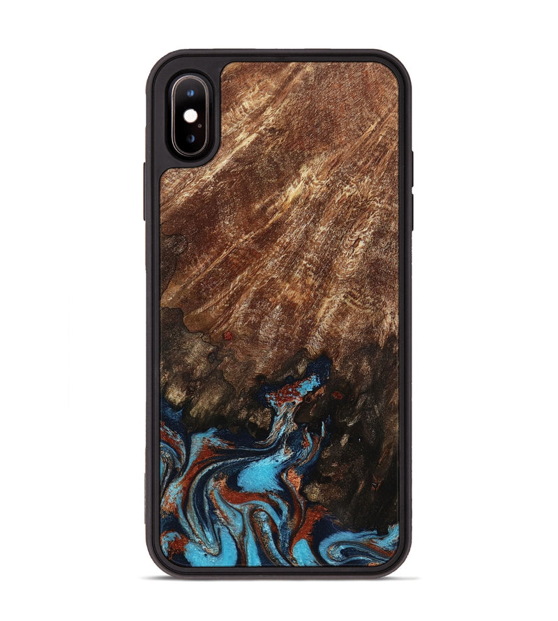 iPhone Xs Max Wood Phone Case - Ima (Teal & Gold, 799199)