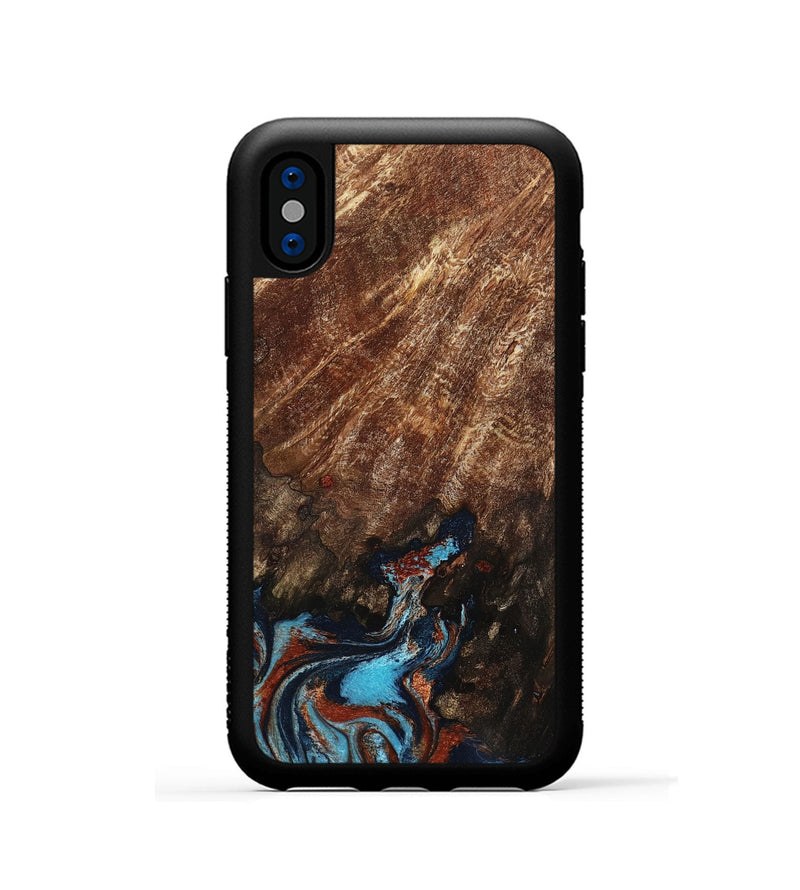 iPhone Xs Wood Phone Case - Ima (Teal & Gold, 799199)