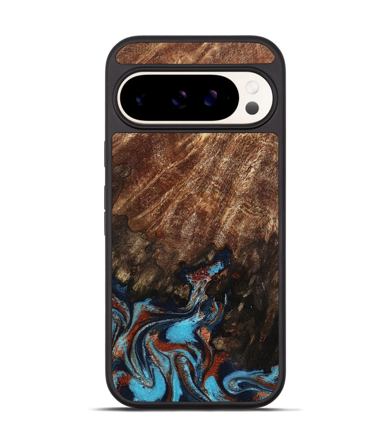 Pixel 9 Pro Wood Phone Case - Ima (Teal & Gold, 799199)
