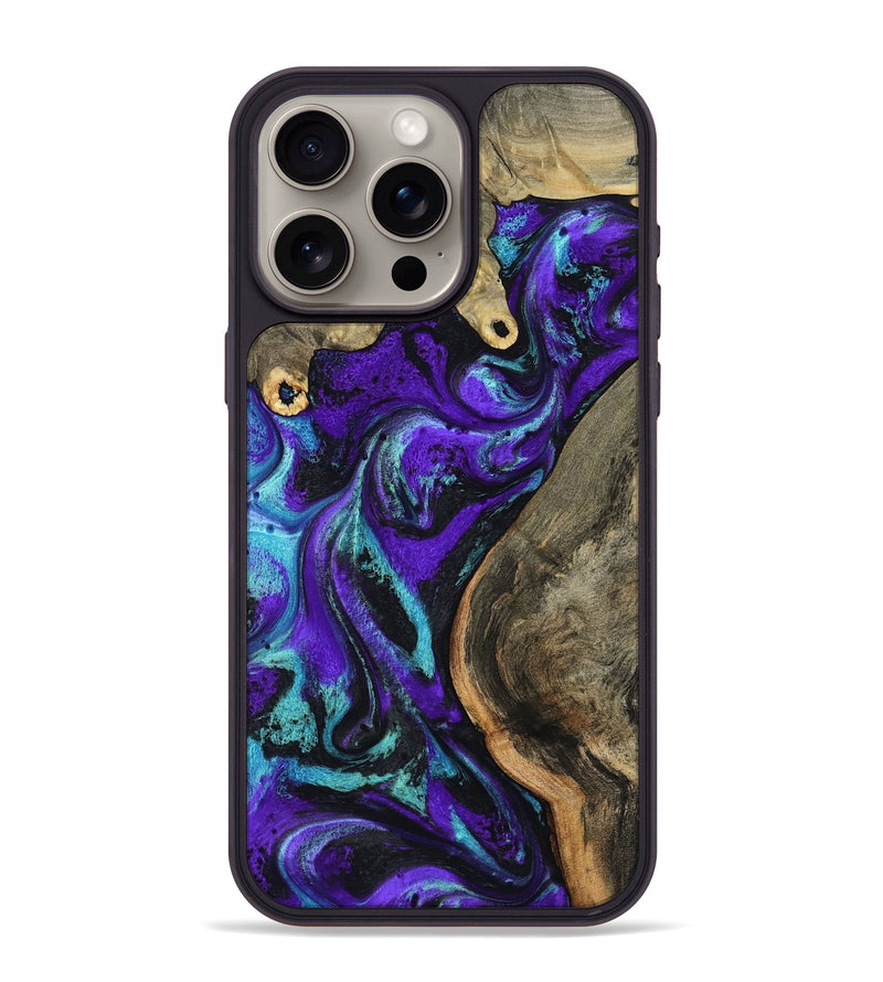 iPhone 15 Pro Max Wood Phone Case - Lu (Purple, 799203)