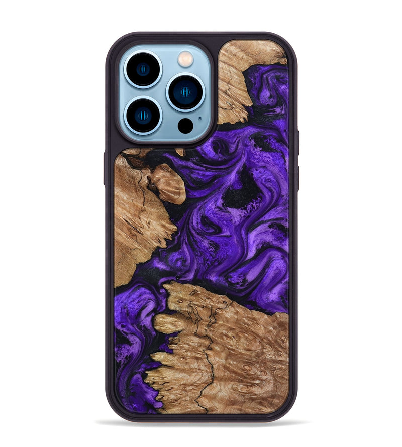 iPhone 14 Pro Max Wood Phone Case - Shemar (Purple, 799208)