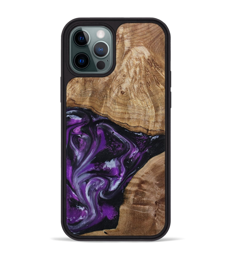 iPhone 12 Pro Max Wood Phone Case - Jevon (Purple, 799216)
