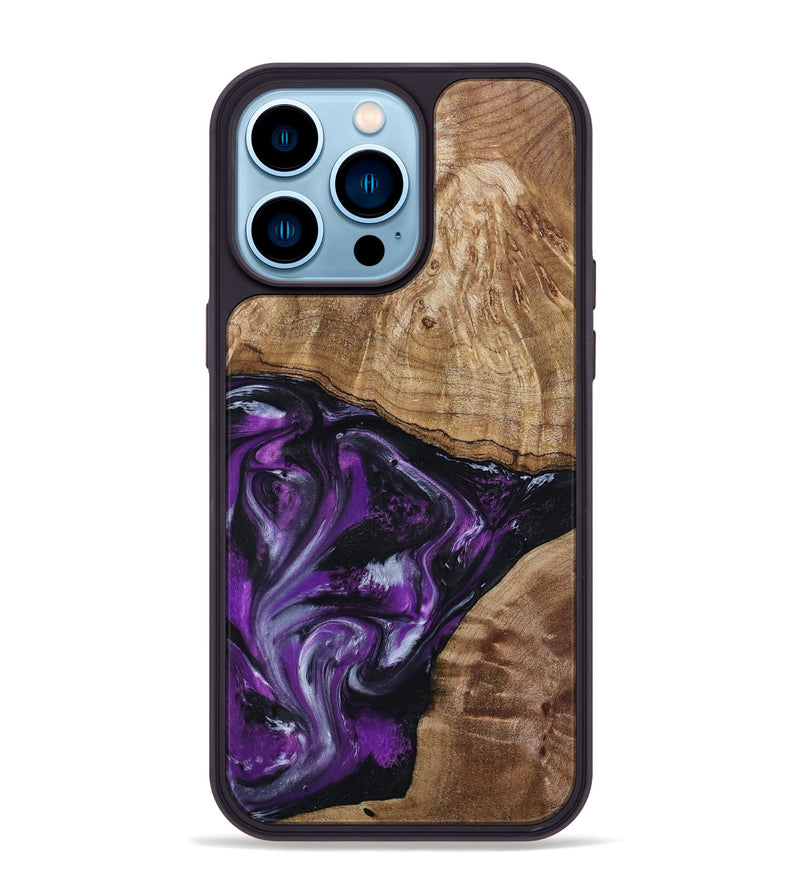 iPhone 14 Pro Max Wood Phone Case - Jevon (Purple, 799216)