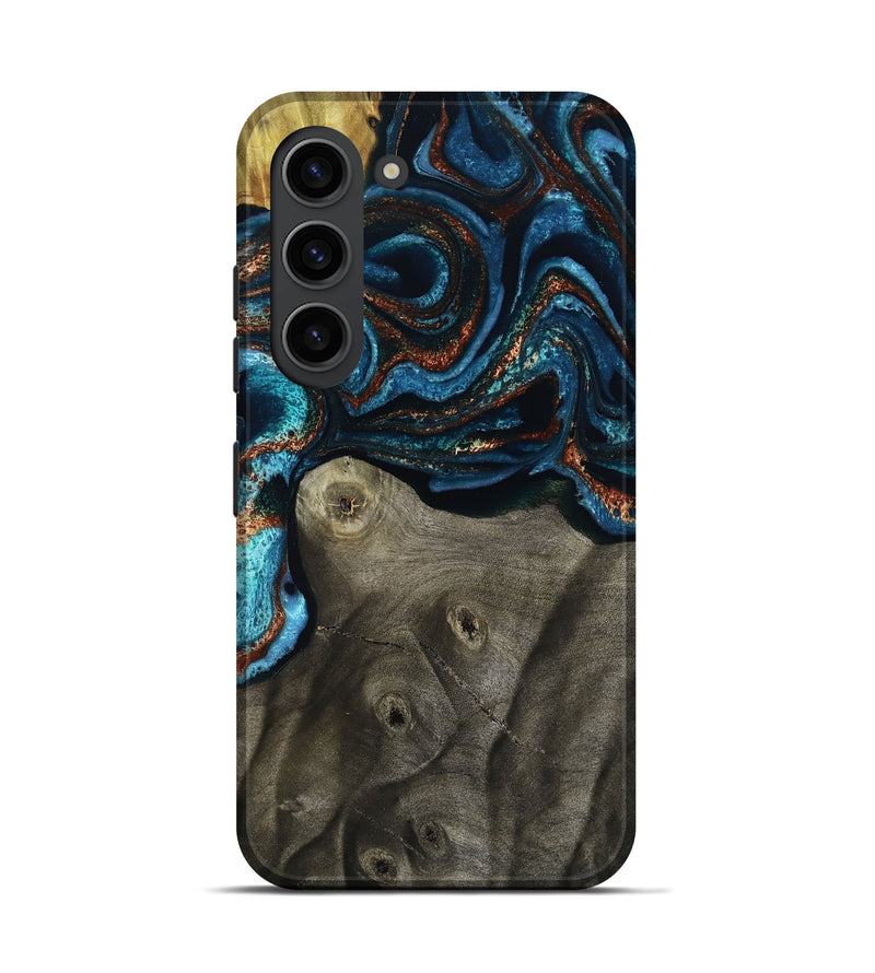 Galaxy S23 Wood Live Edge Phone Case - Enrique (Teal & Gold, 799228)
