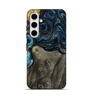 Galaxy S25 Wood Live Edge Phone Case - Enrique (Teal & Gold, 799228)