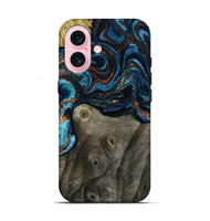 iPhone 17 Wood Live Edge Phone Case - Enrique (Teal & Gold, 799228)