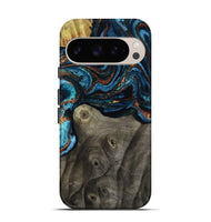 Pixel 9 Pro Wood Live Edge Phone Case - Enrique (Teal & Gold, 799228)