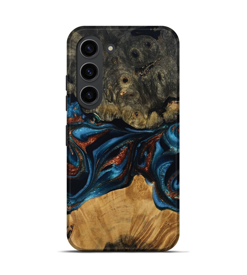 Galaxy S23 Wood Live Edge Phone Case - Ethan (Teal & Gold, 799229)