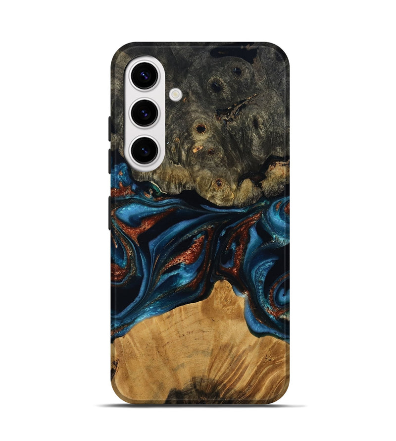 Galaxy S25 Wood Live Edge Phone Case - Ethan (Teal & Gold, 799229)
