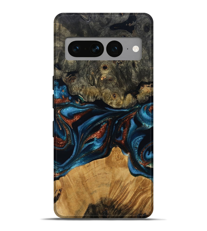 Pixel 7 Pro Wood Live Edge Phone Case - Ethan (Teal & Gold, 799229)