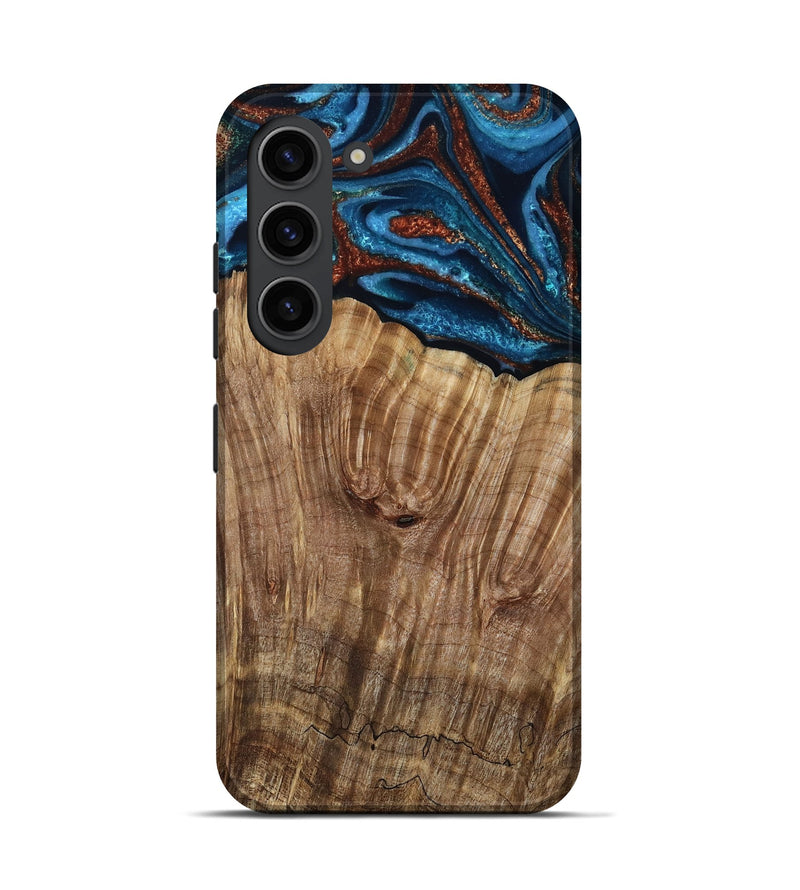 Galaxy S23 Wood Live Edge Phone Case - Roy (Teal & Gold, 799230)
