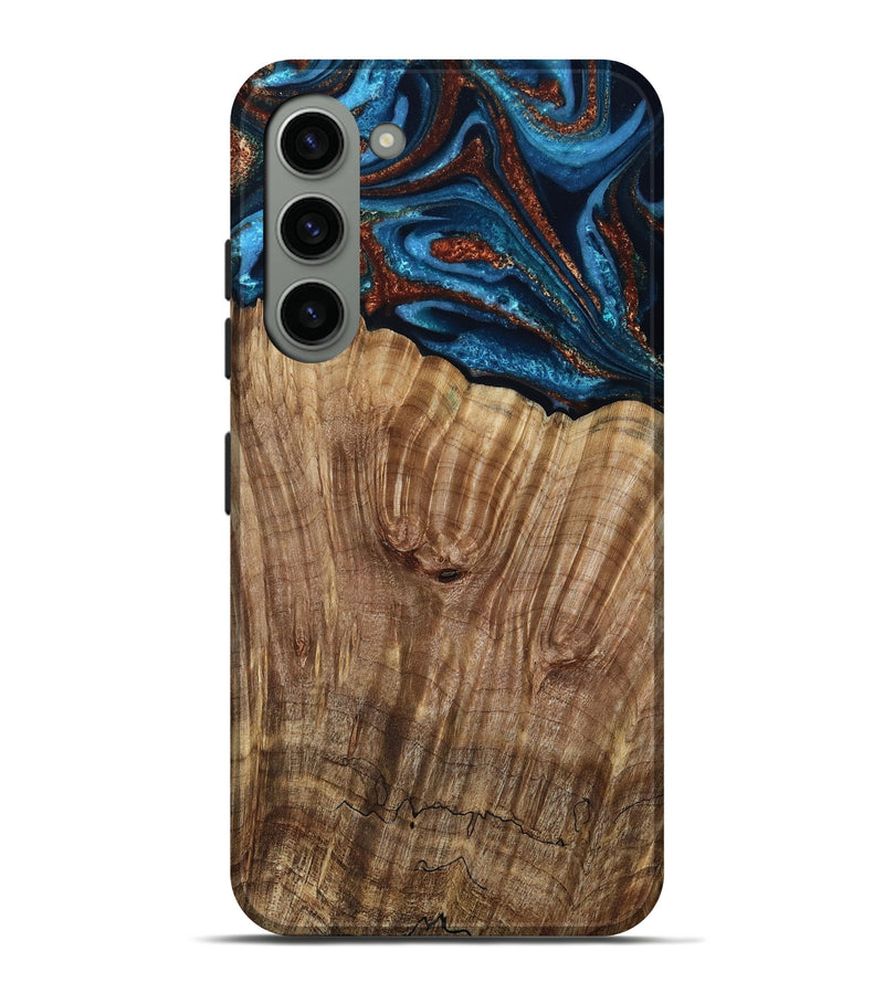 Galaxy S23 Plus Wood Live Edge Phone Case - Roy (Teal & Gold, 799230)