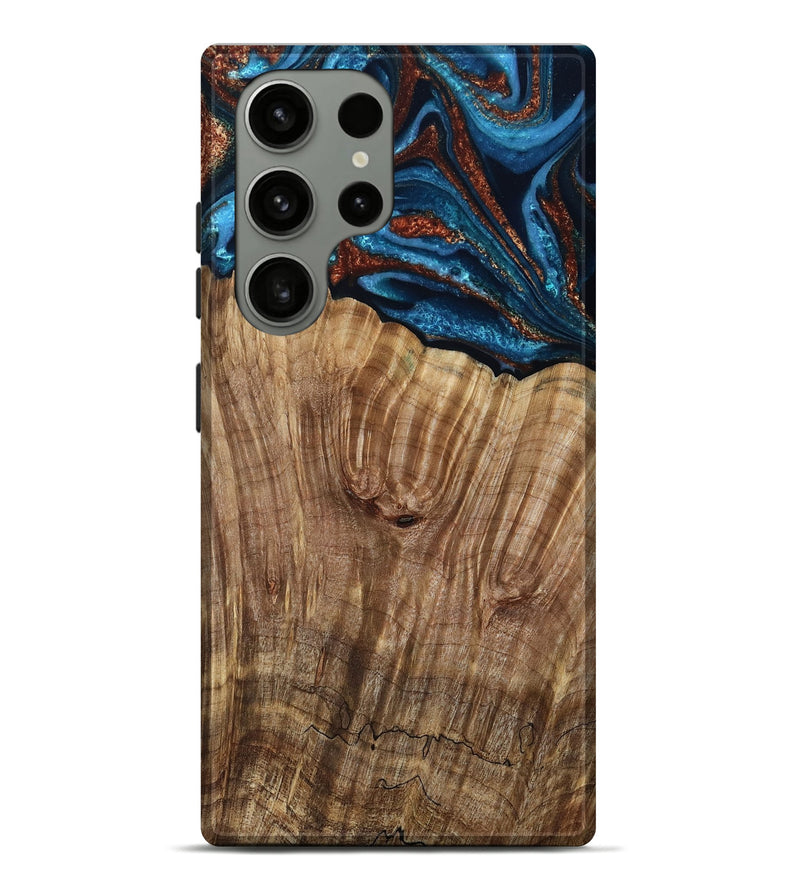 Galaxy S23 Ultra Wood Live Edge Phone Case - Roy (Teal & Gold, 799230)