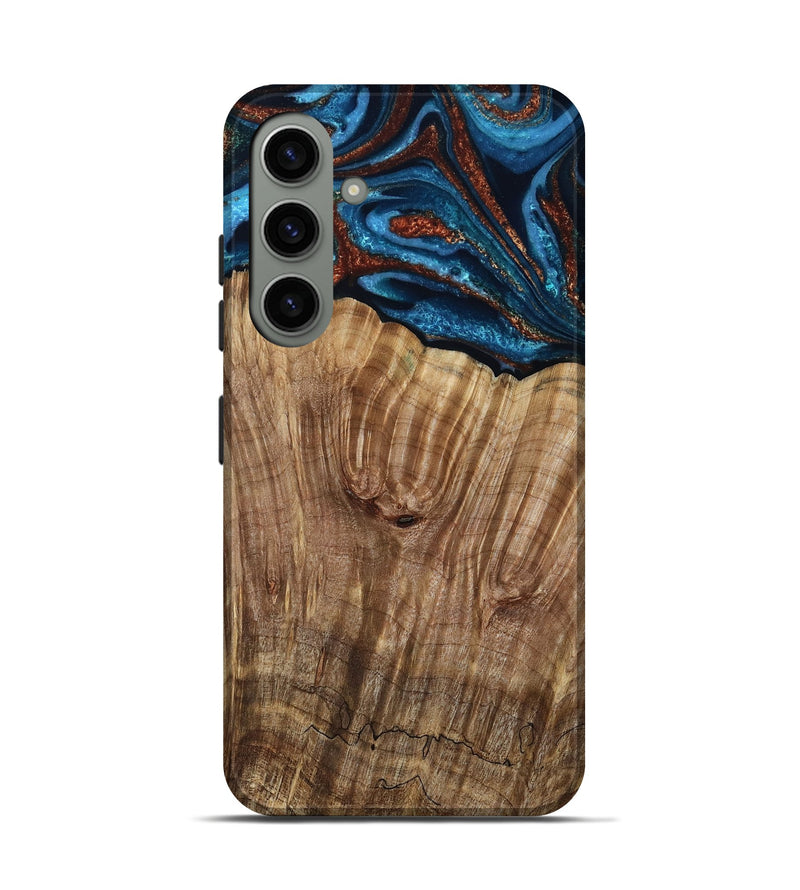 Galaxy S24 Wood Live Edge Phone Case - Roy (Teal & Gold, 799230)
