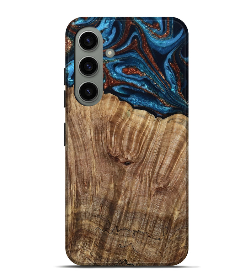Galaxy S24 Plus Wood Live Edge Phone Case - Roy (Teal & Gold, 799230)