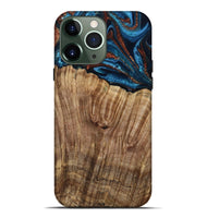 iPhone 13 Pro Max Wood Live Edge Phone Case - Roy (Teal & Gold, 799230)