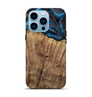 iPhone 14 Pro Wood Live Edge Phone Case - Roy (Teal & Gold, 799230)