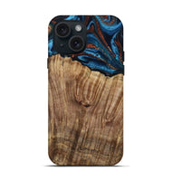 iPhone 15 Wood Live Edge Phone Case - Roy (Teal & Gold, 799230)