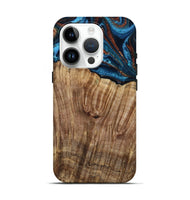 iPhone 15 Pro Wood Live Edge Phone Case - Roy (Teal & Gold, 799230)
