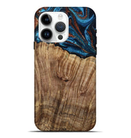 iPhone 15 Pro Max Wood Live Edge Phone Case - Roy (Teal & Gold, 799230)