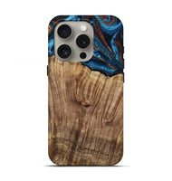 iPhone 16 Pro Wood Live Edge Phone Case - Roy (Teal & Gold, 799230)