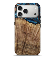 iPhone 17 Pro Max Wood Live Edge Phone Case - Roy (Teal & Gold, 799230)