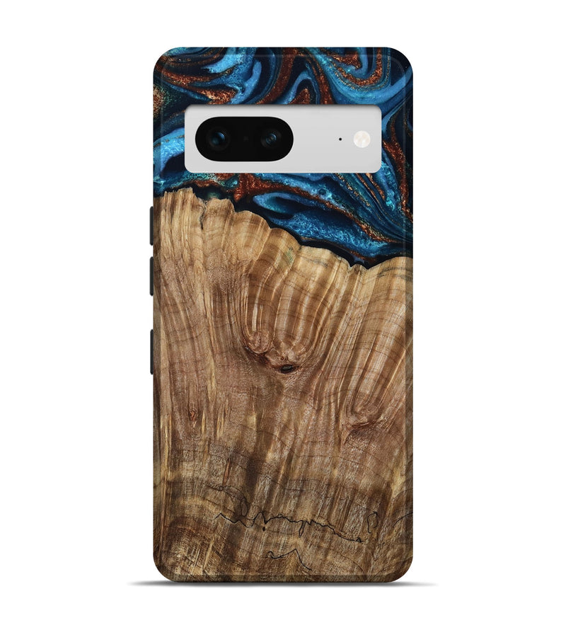 Pixel 7 Wood Live Edge Phone Case - Roy (Teal & Gold, 799230)