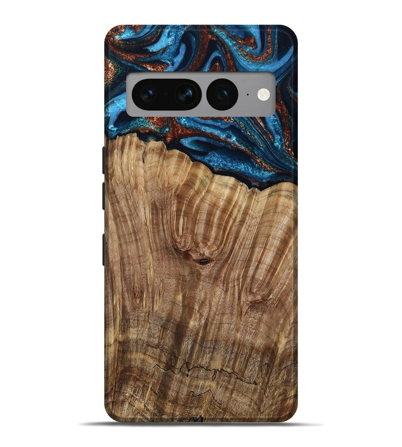 Pixel 7 Pro Wood Live Edge Phone Case - Roy (Teal & Gold, 799230)