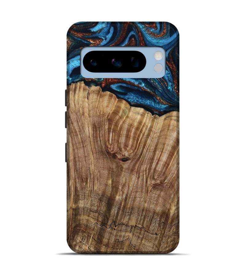 Pixel 8 Pro Wood Live Edge Phone Case - Roy (Teal & Gold, 799230)