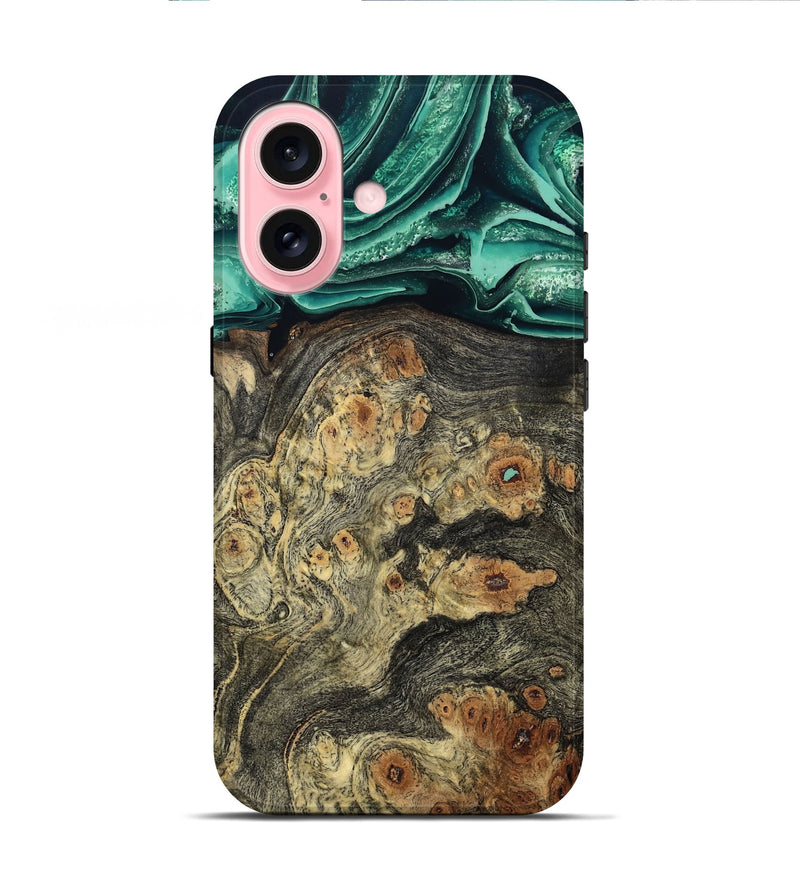 iPhone 16 Wood Live Edge Phone Case - Edna (Green, 799233)