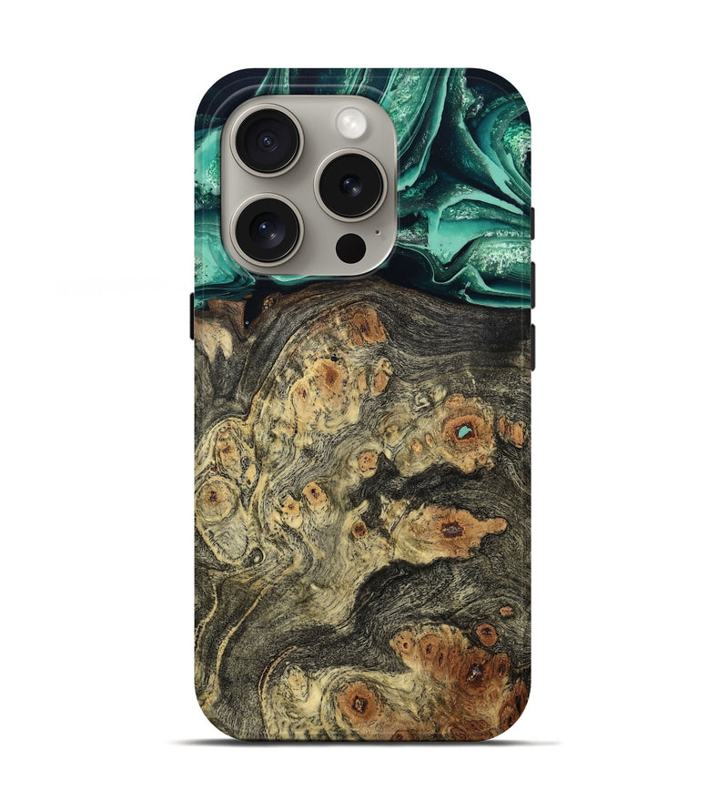 iPhone 16 Pro Wood Live Edge Phone Case - Edna (Green, 799233)