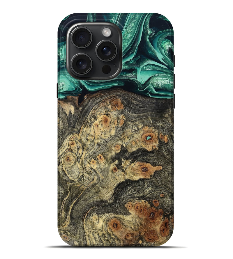 iPhone 16 Pro Max Wood Live Edge Phone Case - Edna (Green, 799233)