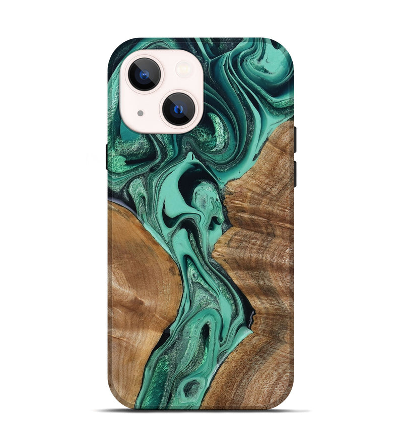 iPhone 14 Wood Live Edge Phone Case - Larkin (Green, 799234)