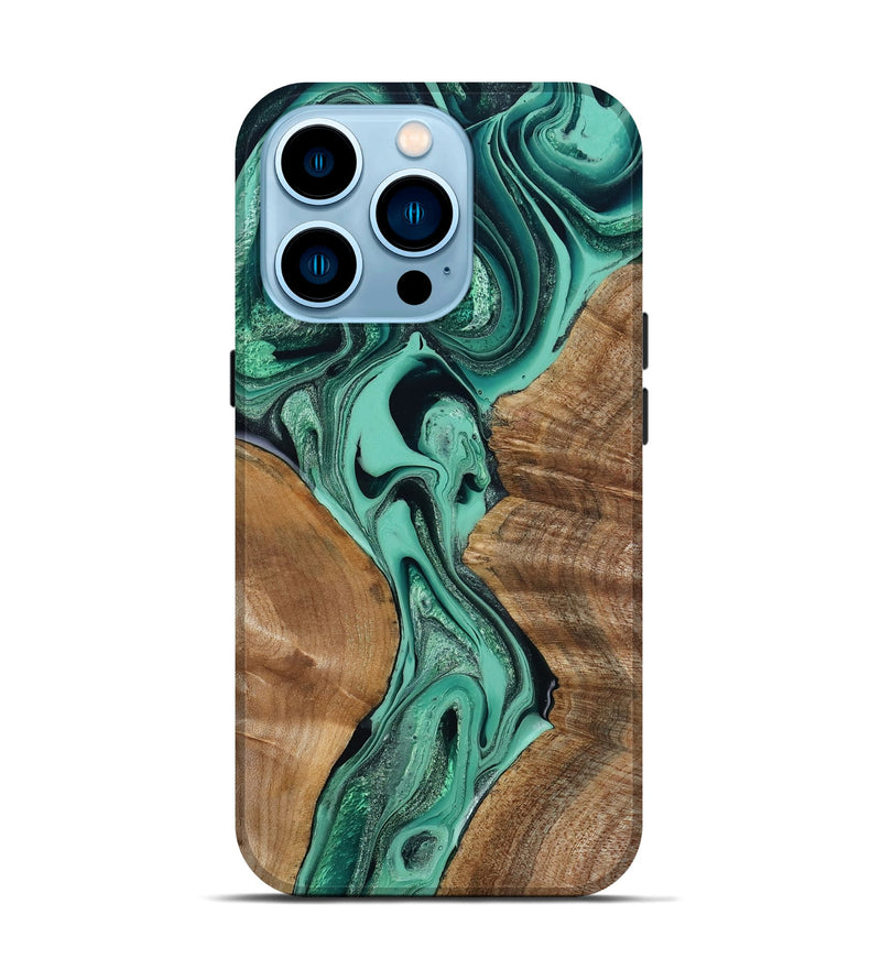 iPhone 14 Pro Wood Live Edge Phone Case - Larkin (Green, 799234)
