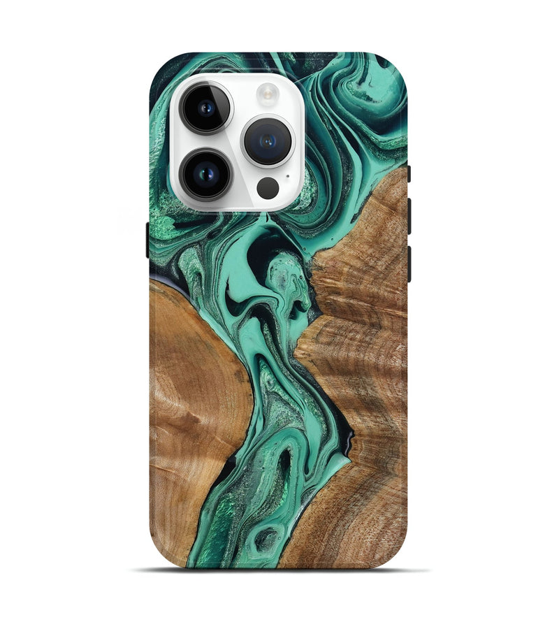 iPhone 15 Pro Wood Live Edge Phone Case - Larkin (Green, 799234)