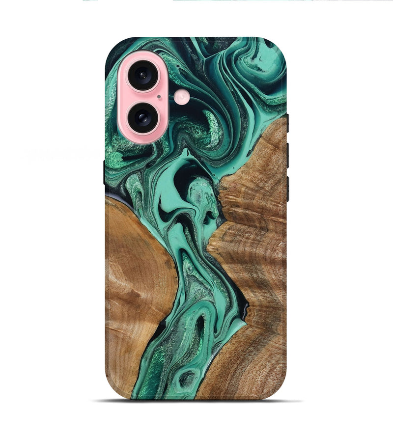 iPhone 16 Wood Live Edge Phone Case - Larkin (Green, 799234)
