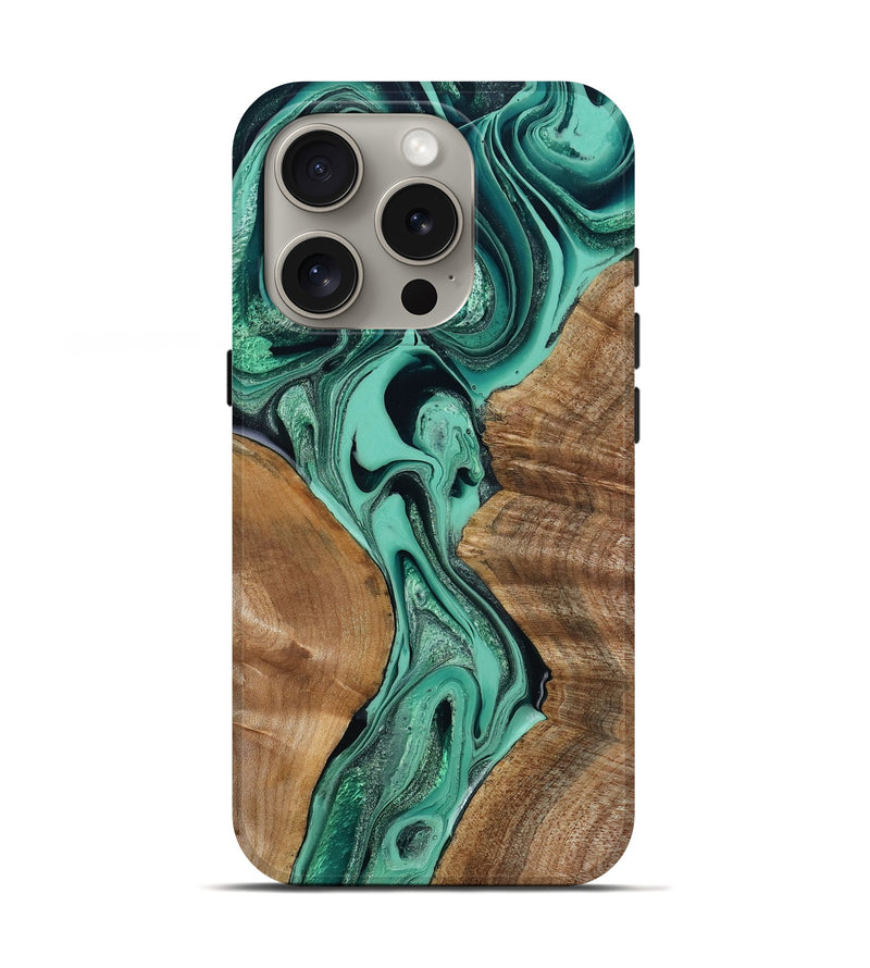 iPhone 16 Pro Wood Live Edge Phone Case - Larkin (Green, 799234)