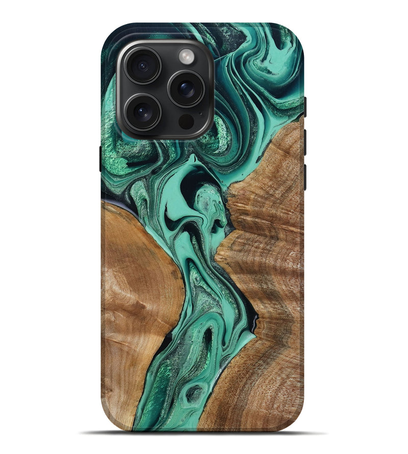iPhone 16 Pro Max Wood Live Edge Phone Case - Larkin (Green, 799234)