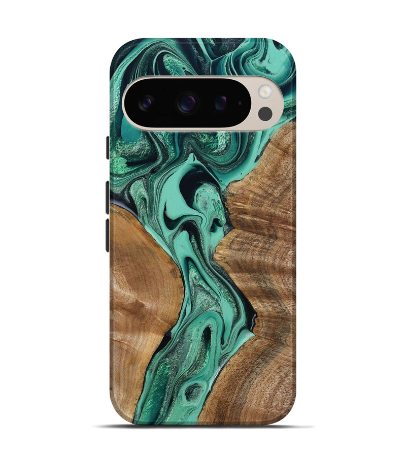 Pixel 9 Wood Live Edge Phone Case - Larkin (Green, 799234)