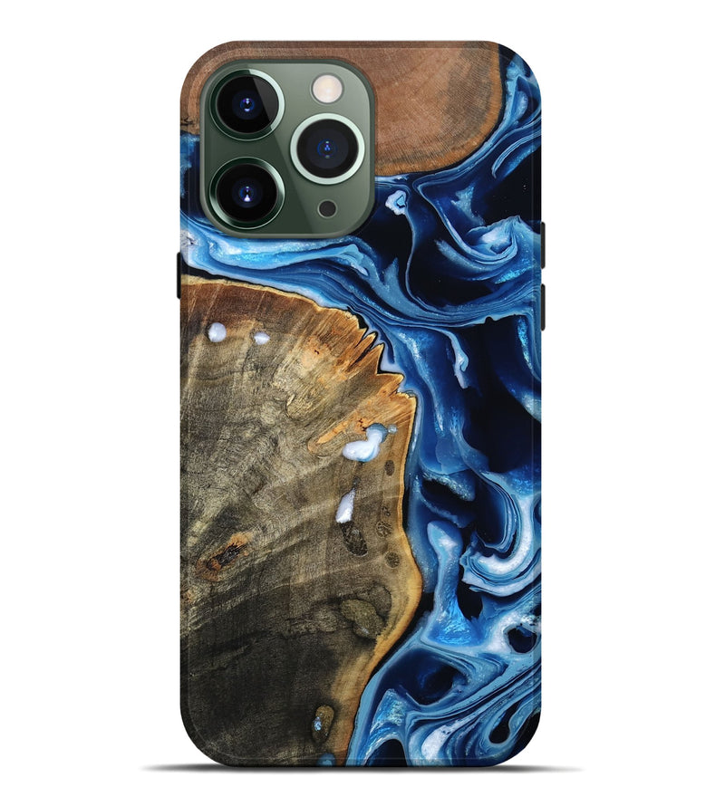 iPhone 13 Pro Max Wood Live Edge Phone Case - Erich (Blue, 799238)
