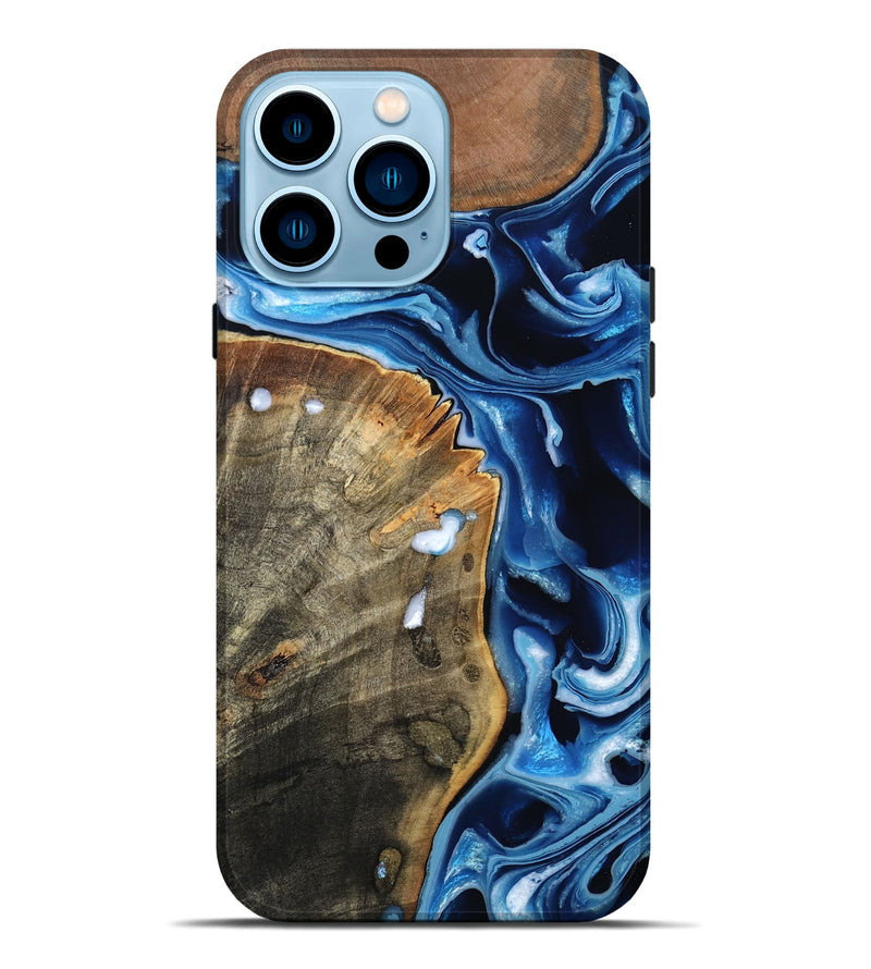iPhone 14 Pro Max Wood Live Edge Phone Case - Erich (Blue, 799238)